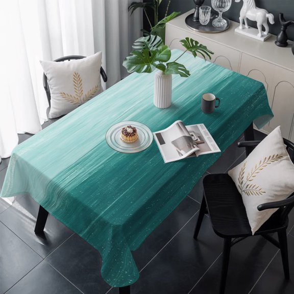 Turquoise Ombre Table Cloth Waterproof Tablecloths, Modern Abstract Art Ocean Oil Painting Tablecloth Dining Table Cover for Kitchen Party Tabletop Outdoor, Rectangle Tablecloth 54x108 Inch