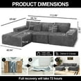 thumbnail image 2 of 112.99" Boneless Cloud Couch, Gray Modern Sectional Couches for Living Room, Deep Seat Upholstered Sofa with Right Facing Chaise, No Assembly Required, 2 of 9