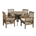 thumbnail image 6 of Frederic Outdoor 5 Piece Acacia Wood 47" Round Dining Set with X-Legs and Cushions, Gray, Cream, 6 of 6