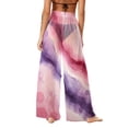 thumbnail image 3 of Mesh Cover Up Pants for Women High Waisted Sheer Wide Leg Beach Trousers Abstract Print See Through Loose Swimsuit Coverups for Pool, 3 of 7