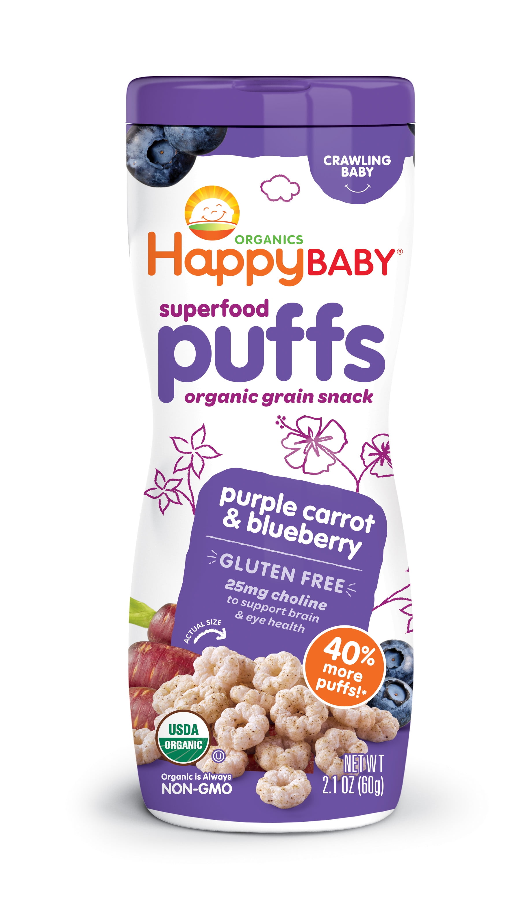 Happy Baby Organics Superfood Puffs Grain Snack Purple Carrot