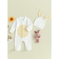 thumbnail image 2 of Bagilaanoe Newborn Easter Outfits Baby Girl Boys Footed Jumpsuit + Hat Long Sleeve Bodysuit 3M 6M 12M 18M Infant Spring One Piece Romper, 2 of 9