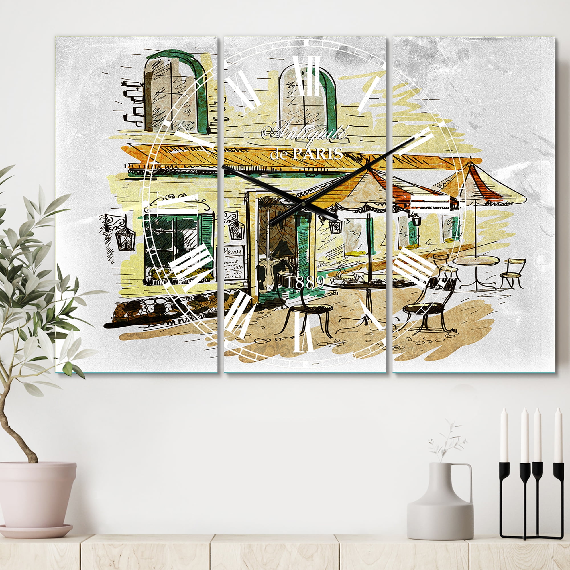Designart 'Street CafÃÂ©' Mediterranean wall clock