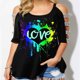 thumbnail image 1 of Fiudx Tops para Mujer Moda Mujer Verano Manga Corta Sin Tirantes Estampados Tops Camiseta Suelta, 1 of 5