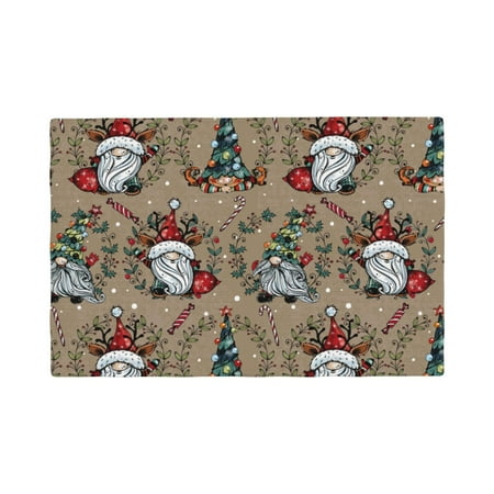 

Table Placemats Set of 6 - Santa Claus cute 12x18 In Faux Linen Double Heat Resistant Place Mats Cloth Indoor/Outdoor Placemats Washable Table Mats for Dining Kitchen Party