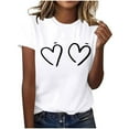 thumbnail image 2 of Posijego Valentine's Day Tops for Women Crew Neck Short Sleeve Heart Graphic T-Shirts Spring Summer Cute Tunic Blouses, 2 of 5