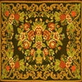 thumbnail image 1 of Ahgly Company Machine Washable Indoor Square Medallion Yellow French Area Rugs, 8' Square, 1 of 4