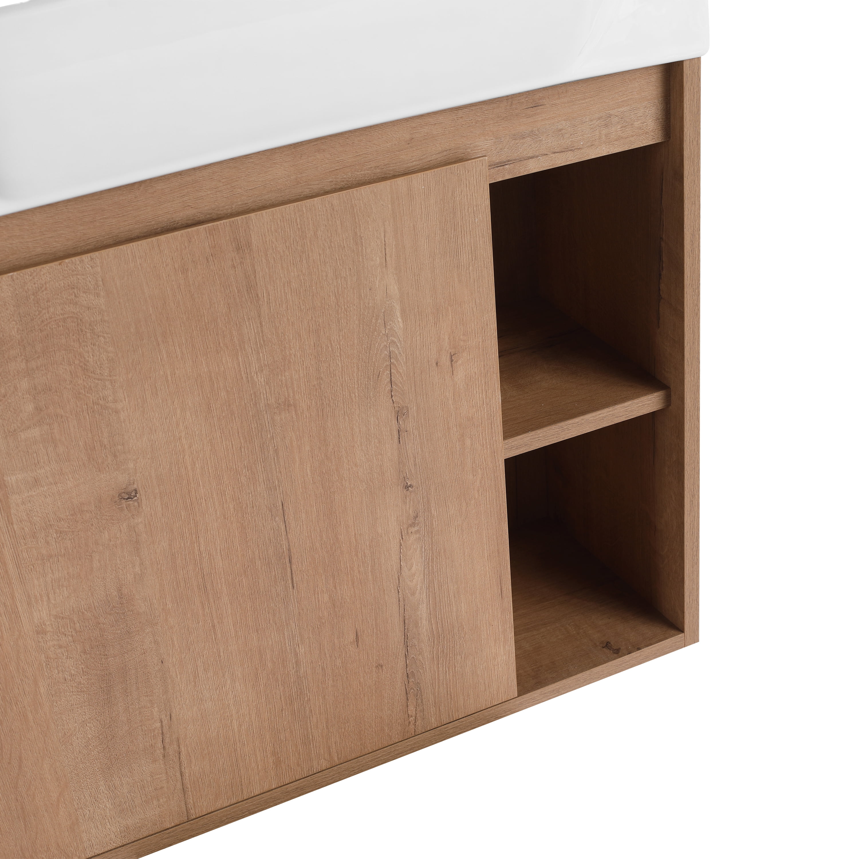Modern Bathroom Vanity 24'' Wall-Mounted Bathroom Vanity with White Ceramic Sink & Soft-Close Door, KD-Packing,Wooden Bathroom Vanity