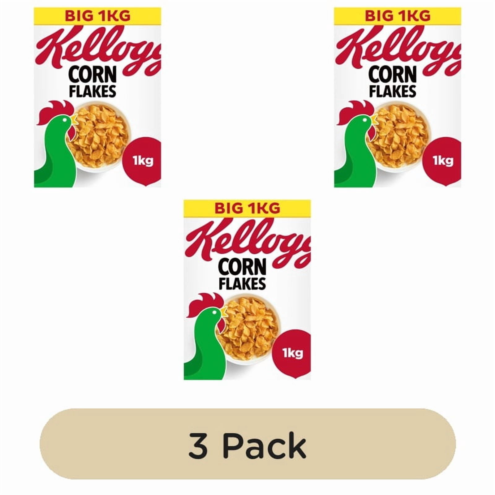 Kellogg's Corn Flakes Breakfast Cereal 1kg, British Import (Pack of 3)