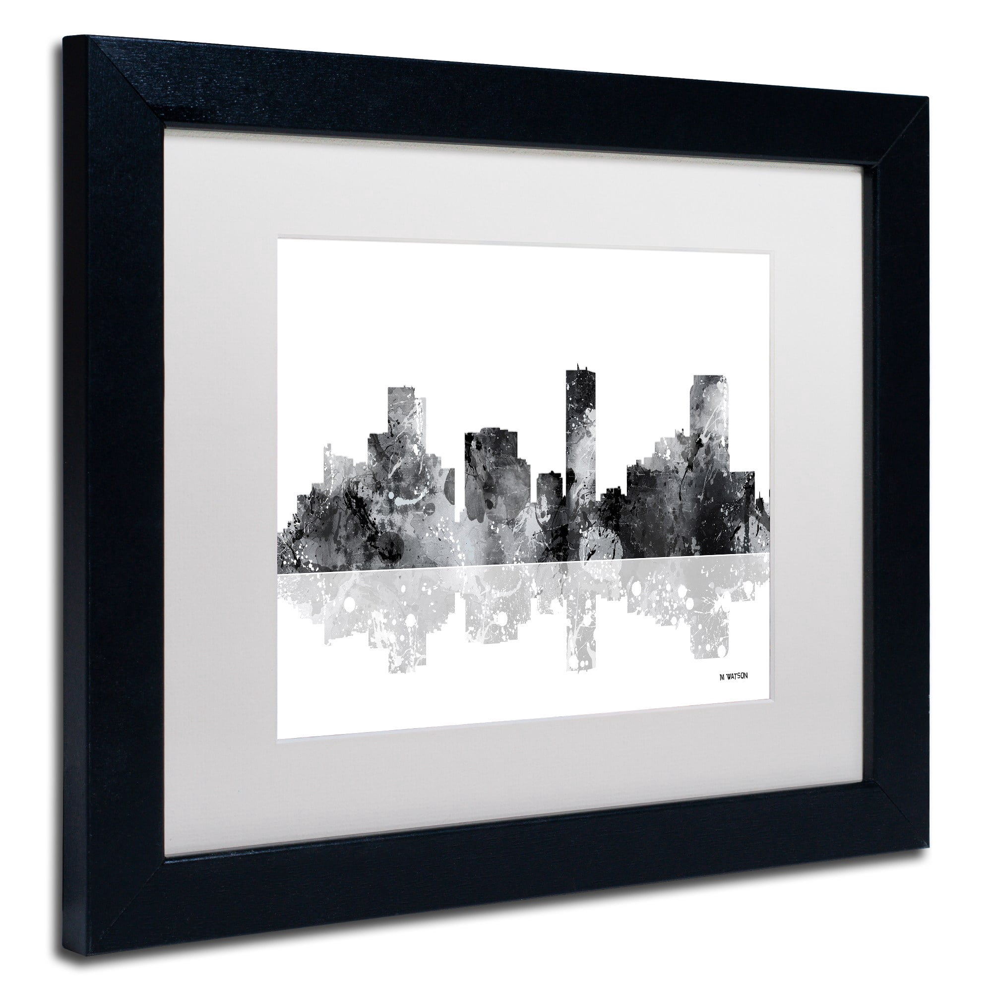 Trademark Fine Art "Denver Colorado Skyline BG-1" Canvas Art by Marlene Watson, White Matte, Black Frame