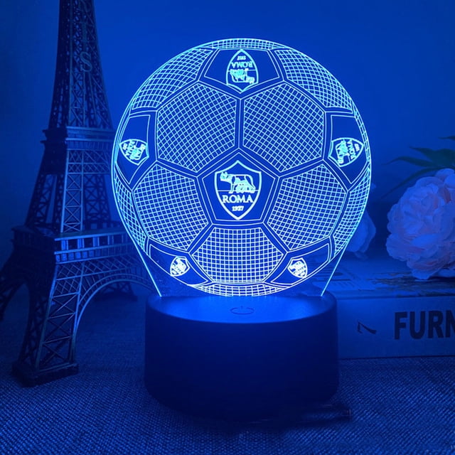 Lámpara de ilusión 3D con luz nocturna, balones de fútbol de Roma, decoración anime