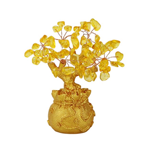 Bewildely Decoración de de árbol de dinero de cristal, reemplazo de simulación de estilo chino portátil, regalo de decoración de ornamento Decoración del hogar 14x13cm