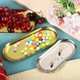 thumbnail image 5 of 2 piezas de bandejas decorativas de acero inoxidable, bandejas de baño de 7 pulgadas, bandejas de maquillaje cosmético, bandeja pequeña para servir, dorada, 5 of 5