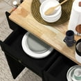 thumbnail image 2 of Demi Bonn 43" Kitchen Island on Wheels, Rolling Cart with Rubberwood Top, Spice Rack, Towel Rack and Drawers for Dining Room, Black, 2 of 7