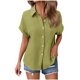 thumbnail image 5 of Auralook Women Solid Blouses Short Sleeve Button Down Shirts Turndown Collar Business Casual Dressy Work Tops Summer Spring Clothes, 5 of 7