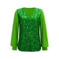thumbnail image 3 of Blouses for women dressy casual Long Sleeve Polyester and Spandex Soft Clothing XXXL Green womens blouses, 3 of 5