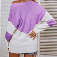 thumbnail image 2 of Gibobby Sueter para mujer Suéter informal cómodo con cuello en V y bloque de color para mujer para otoño e invierno(Morado,CH), 2 of 5