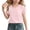 Pink, variant on Loopsun Kids Girls Summer Tops Solid Round Neck Short Sleeve Blouses for 0 to 12 Years