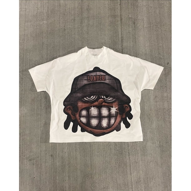 Camisetas para hombre Y2K, estampado gótico vintage, camiseta de gran tamaño para hombres y mujeres, ropa de calle de hip hop, camiseta holgada de algodón Harajuku