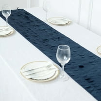 Efavormart 12"X108" Navy Blue 3D Leaf Petal Taffeta Fabric Table Runner
