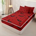 thumbnail image 2 of Homewish Bold Halloween Bat Zipper Twin Comforter Sets with Fitted Sheet and 2 Pillowcases,Moon Pattern Zipper Bedding Set,Scarlet Black,Black Reversible,4 Pieces, 2 of 7