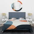 thumbnail image 3 of Designart "Minimal Boho Pattern in Blue and Orange II" Abstract Minimalism Bedding Covert Set - Abstract Blue Modern Bed Set With 2 Shams, 3 of 6
