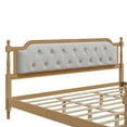 thumbnail image 5 of MAYEERTY King Traditional Solid Wood Bed Frame Upholstered Tufted Headboard for Bedroom Walnut, 5 of 8