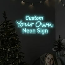 UPONRAY Three Lines Custom Neon Signs, Usb Powered with Adjustable Brightness Wall Decor for Gifts, Ice Blue, 14 inch