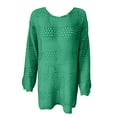 thumbnail image 1 of cfhntfmh Robes de Plage pour Femmes Été Mode Ajourée Couvre-Maillot U.S Douce à Manches Longues Col Ras du Cou Robe Mini Tricotée, 1 of 4