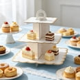 thumbnail image 6 of XiYing 3 Tier Cupcake Stand Dessert Tower for Birthday Wedding Party Decor Plastic Graduated Display Stand with Scalloped Edge - 11.41 X 11.22 Inch for Cupcakes Pastries Cookies Snacks Home Kitchen, 6 of 6