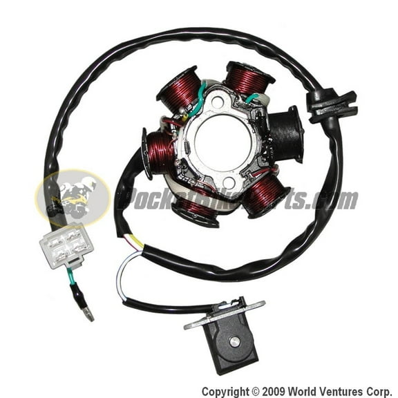 Stator - 4-Stroke 50 - 110cc / Plug Type 2 (Male Pins Connector) - ATV, Dirt Bike