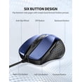 thumbnail image 6 of TECKNET BASICS Wired Mouse, 6-Button Corded with 4 Adjustable DPI, Optical Ergonomic Design, 9FT Cord for Laptop, Chromebook, PC, Desktop, Mac, Notebook - Blue, 6 of 8