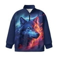 thumbnail image 4 of Uorisanigo Girls Half Zip Cropped Pullover Sweatshirt Oversized Blue Red Fire Wolf Long Sleeve Lapel Zipper Sweatshirts Drop Shoulder Pullover Shirt Top Lightweight Athletic Tops, 4 of 7