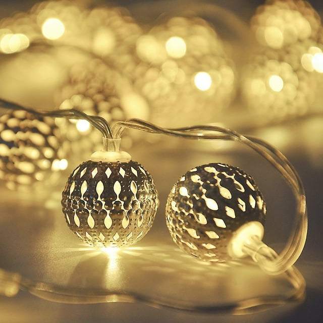 Luces de Navidad marroquíes solares al aire libre impermeables 1.5M 10 LED, luces de cadena con energía solar para Garden Yard Gazebos Camping Party Holiday (blanco cálido) brillar Electrónica