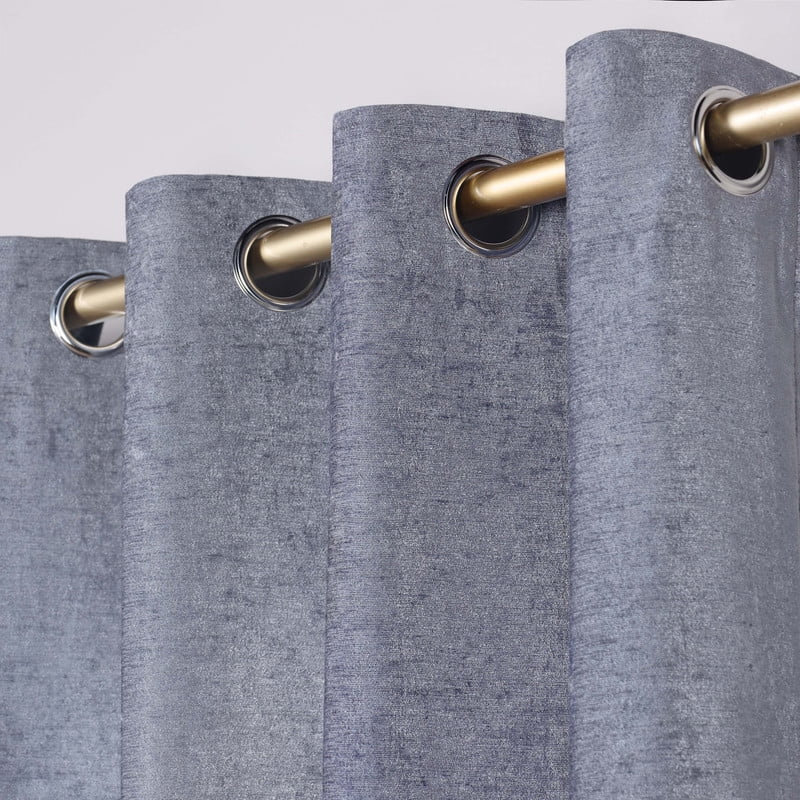 Superior Noor Semi-Blackout Chenille Curtains Set of 2, Room Darkening Curtain Panel Pair, Grey, 52"W x 96"L