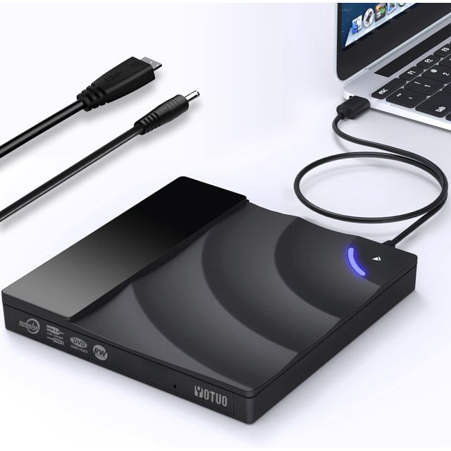 External CD Drive, Portable USB 3.0 Type-C CD/DVD RW Drive Player, CD ROM Rewriter Burner Optical Disc Drive
