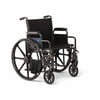Medline Steel Wheelchair with Elevated Legrests, Flip-Back Desk-Length Arms, 18-Inch Wide Seat, Weight Capacity 300 Ibs, Black