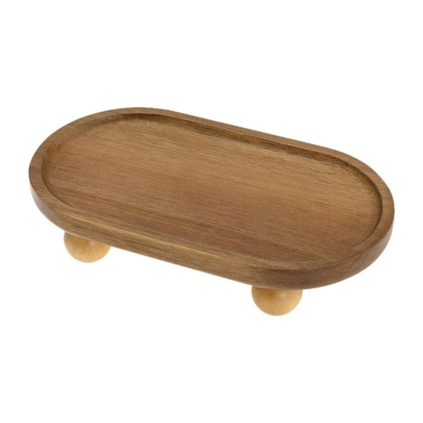 Bandeja elevadora de madera, soporte para organizar platos, ahorra espacio, bandeja rústica, pedestal Óvalo corto