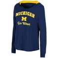 thumbnail image 2 of Women's Colosseum Navy Michigan Wolverines Catalina Hoodie Long Sleeve T-Shirt, 2 of 3