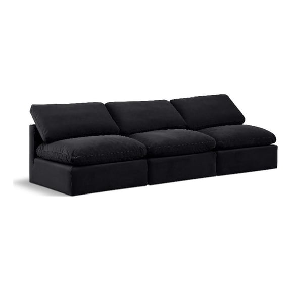 Meridian Furniture Indulge 105" Contemporary Velvet Modular Sofa in Black