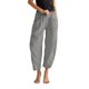 thumbnail image 1 of Pantalones anchos de lino para mujer con cintura elástica - Pantalones holgados y casuales con bolsillos para el verano y la playa, 1 of 6