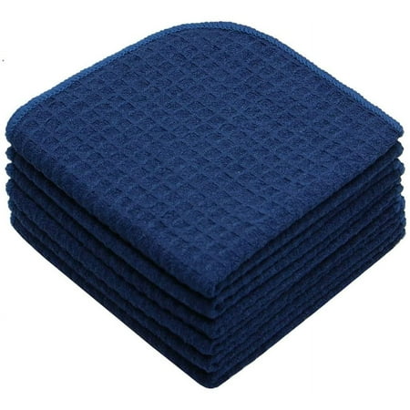 

HYKE ber Cleaning Cloth en Cleaning Rags Waf Weave Dish Towels fo en Fast Drying Dish Rags Dish Cloths for Washing Dishes 12inch X 12inch 6 Pack Navy Blue