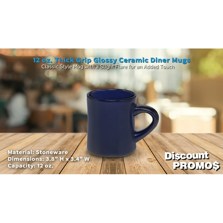 10 Thick Grip Glossy Ceramic Diner Mugs Set, 12 oz. - Stoneware, Smooth,  Easy Grip - Blue - Walmart.com