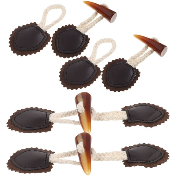 HONMEET Black Sewing Horn Toggle Buttons for Clothing Accessories, 4 Pairs for Craft Projects and Garment Repairs