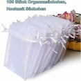 thumbnail image 3 of Bolsas de joyería para dulces y regalos, bolsas transparentes con cordón para bodas y celebraciones, 100 bolsas de organza blanca para envolver artículos pequeños con un toque de clase, 3 of 5