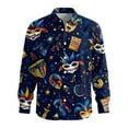 thumbnail image 6 of LNZGNM Mardi Gras Mens Shirt Lapel Mask Printed Button Up Shirt Plus Size Long Sleeve T-Shirts Novelty Mardi Gras Outfits,Royal Blue 4XL, 6 of 6