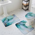 thumbnail image 3 of Marble Texture Bathroom Rugs Set Teal Gold Cracks Abstract Modern Non Slip Absorbent Soft Bath Mats 3 Piece Set with Bathroom Rug, U-Shaped Floor Mat, Toilet Seat Cover Small Size, 3 of 9