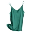 thumbnail image 4 of Samlisa Womens Satin Spaghetti Strap Camisole Tops Trendy Sleeveless Loose Fit Tank Tops Summer V Neck Cami Tshirts Tees Dark Green S, 4 of 4
