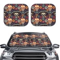 thumbnail image 6 of Lsque Skulls and Flowers 2 PCS Windshield Sun Shade | CarFoldable Window Covers | Car Accessories Reflect UV for Universal Cars SUV Truck | Small, 6 of 7