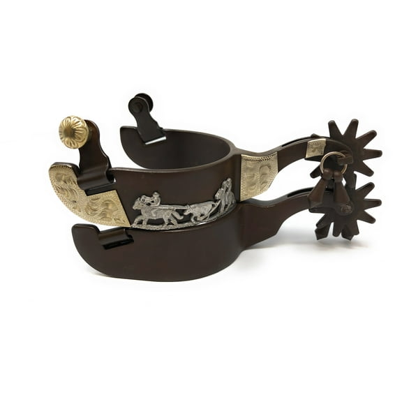 AJ Tack Men's Antique Brown Team Roping Spurs